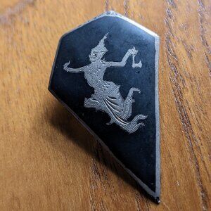 Vintage SIAM STERLING Silver Niello DRESS MONEY CLIP | Thai Apsara Dancer